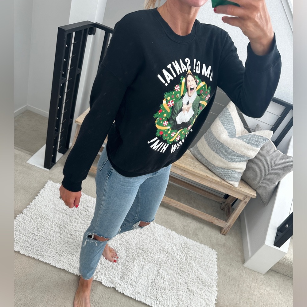 ELF OMG Santa black lightup I Know Him Holiday Ugly Sweater Christmas Festive XS - Picture 5 of 13